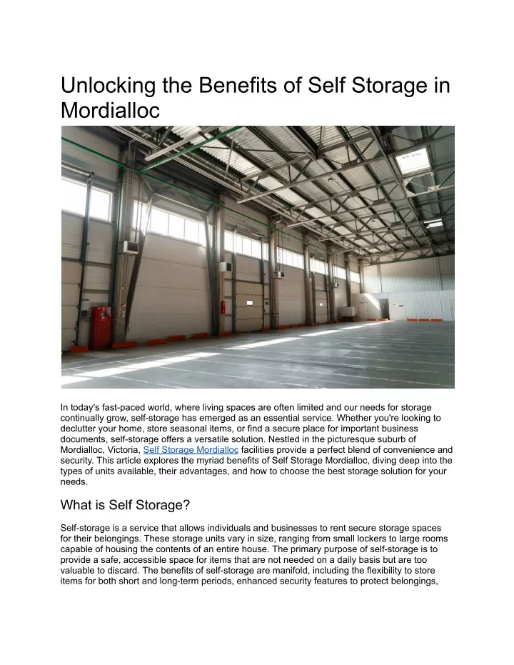 unlocking the benefits of self storage