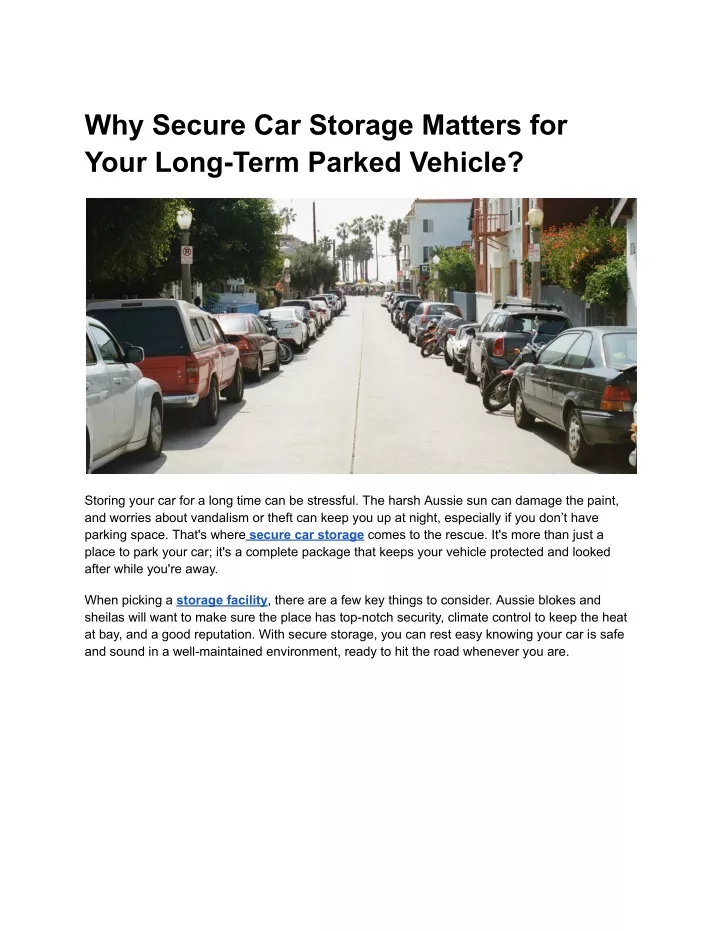 why secure car storage matters for your long term