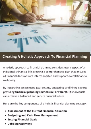 Creating A Holistic Approach To Financial Planning