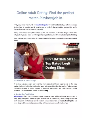 Online Adult Dating Find the perfect match-Playboyzjob.in