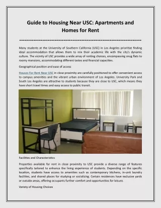 Guide to Housing Near USC: Apartments and Homes for Rent