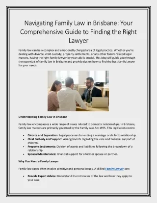 Navigating Family Law in Brisbane Your Comprehensive Guide to Finding the Right Lawyer