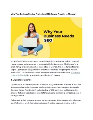 Why Your Business Needs a Professional SEO Service Provider in Mumbai-June 2024