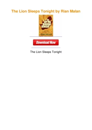 The Lion Sleeps Tonight by Rian Malan