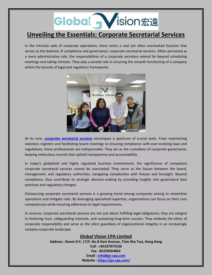 unveiling the essentials corporate secretarial