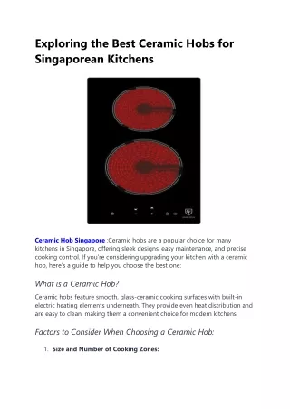 Ceramic Hob Singapore