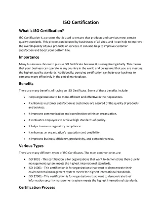 ISO Certification (Saudi Arabia)