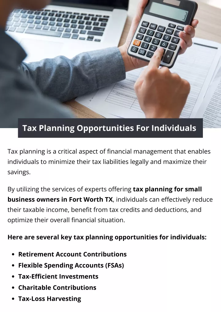 tax planning opportunities for individuals