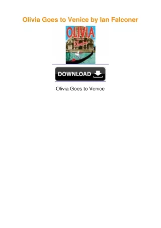 Olivia Goes to Venice by Ian Falconer