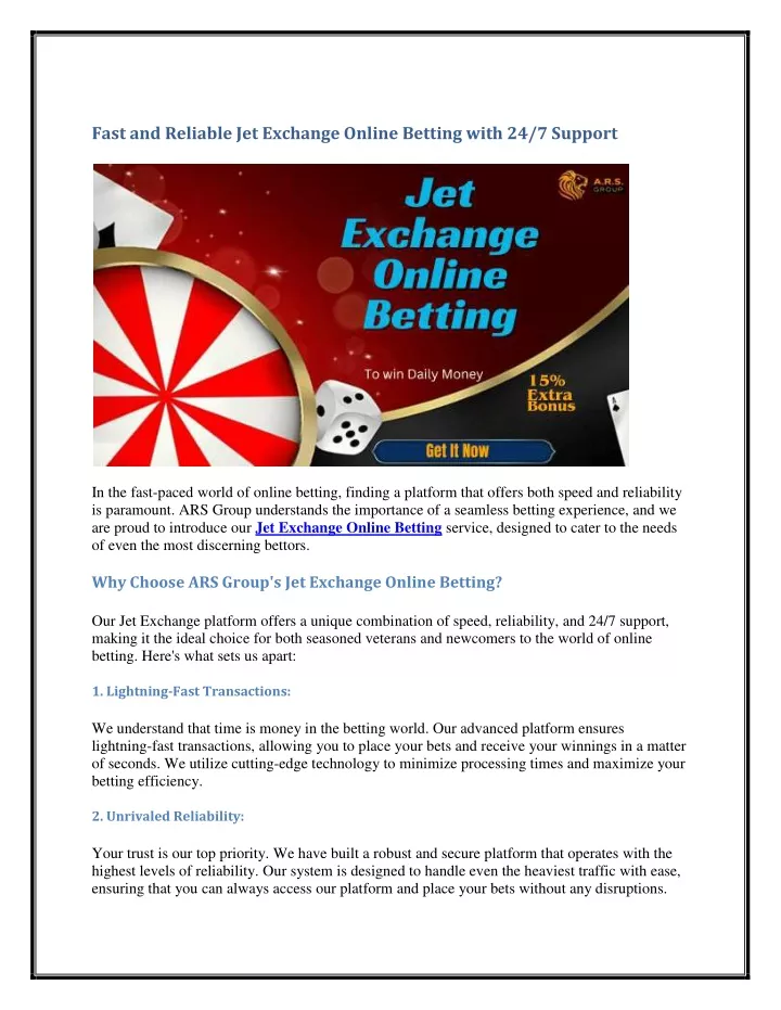 fast and reliable jet exchange online betting