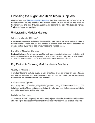 Choosing the Right Modular Kitchen Suppliers