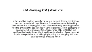Hot Stamping Foil | Cawin.com