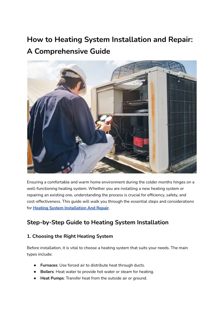 how to heating system installation and repair