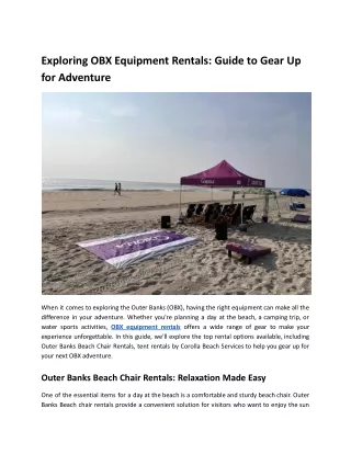 OBX Equipment Rentals: Guide to Gear Up for Adventure