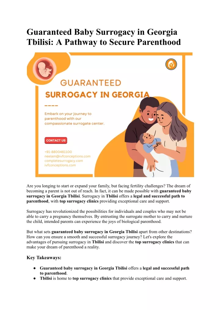 guaranteed baby surrogacy in georgia tbilisi