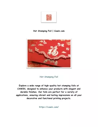 Hot Stamping Foil | Cawin.com
