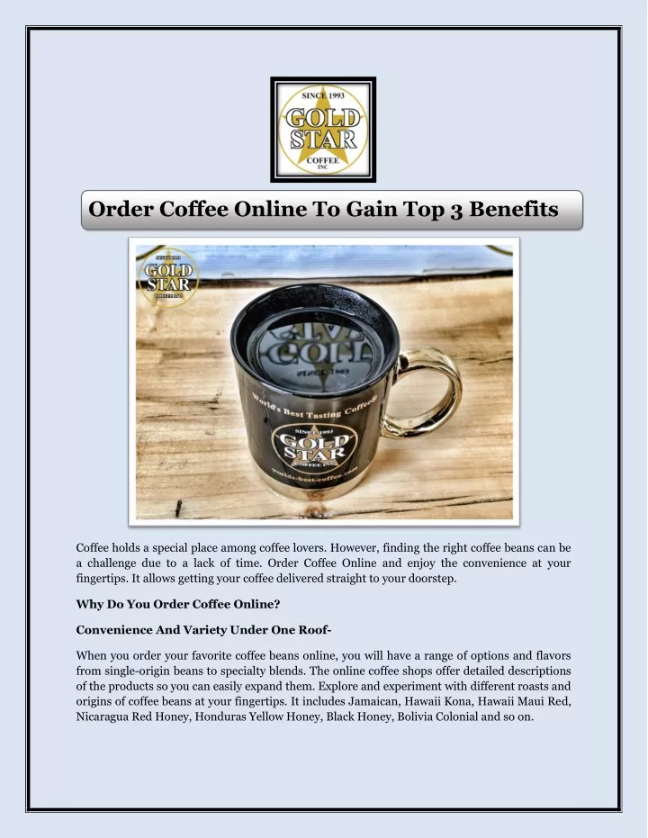 order coffee online to gain top 3 benefits