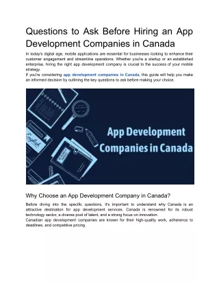 Questions to Ask Before Hiring an App Development Company in Canada