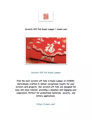 Scratch Off Foil Kuala Lumpur | Cawin.com