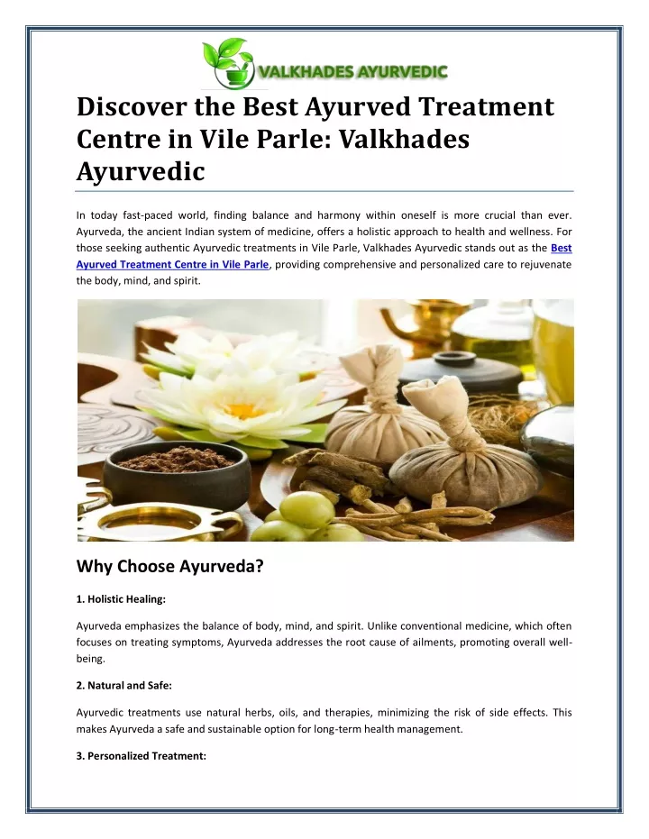 discover the best ayurved treatment centre