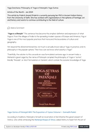 Yoga Darshana: Philosophy of Yoga in Patanjali's Yoga Sutras