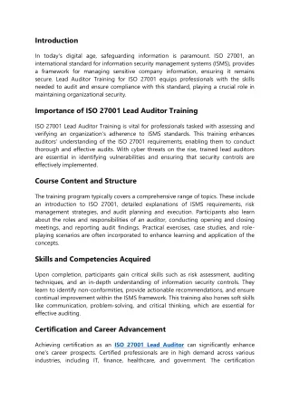 ISO 27001 Lead Auditor Course
