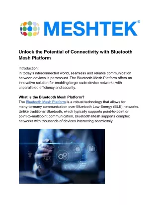 Unlock the Potential of Connectivity with Bluetooth Mesh Platform