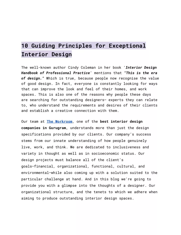 10 guiding principles for exceptional interior