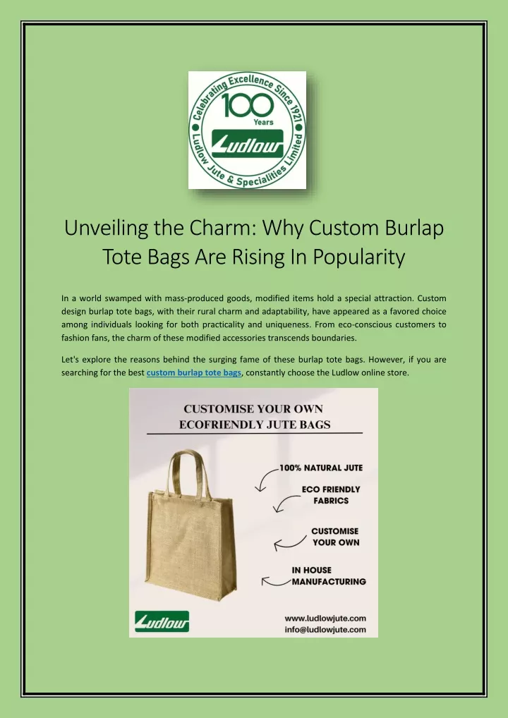 unveiling the charm why custom burlap tote bags