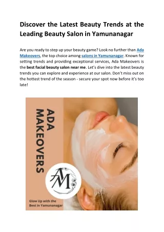 Discover the Latest Beauty Trends at the Leading Beauty Salon in Yamunanagar