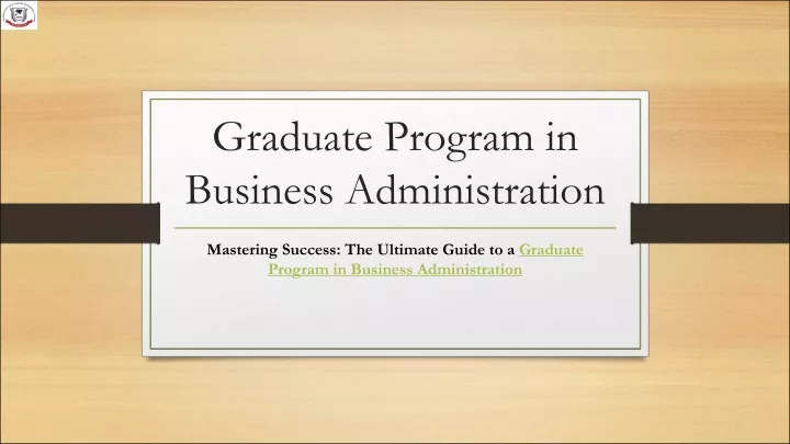 graduate program in business administration