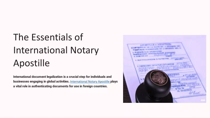 the essentials of international notary apostille