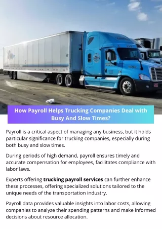 How Payroll Helps Trucking Companies Deal with Busy And Slow Times?
