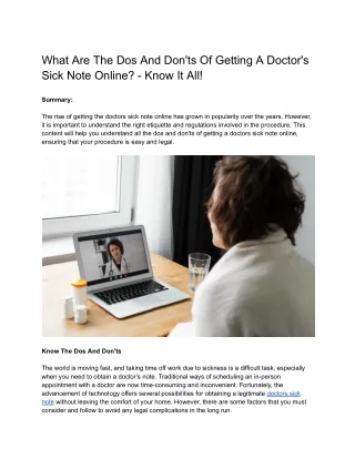 What Are The Dos And Don'ts Of Getting A Doctors Sick Note Online