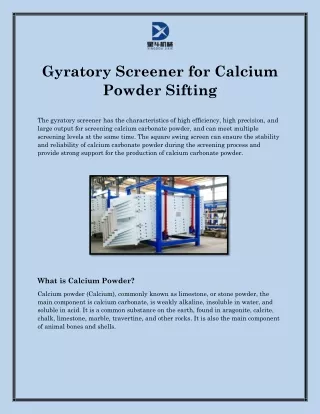 Gyratory Screener for Calcium Powder Sifting