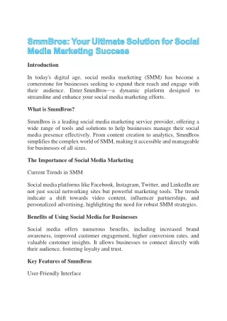 SmmBros: Your Ultimate Solution for Social Media Marketing Success
