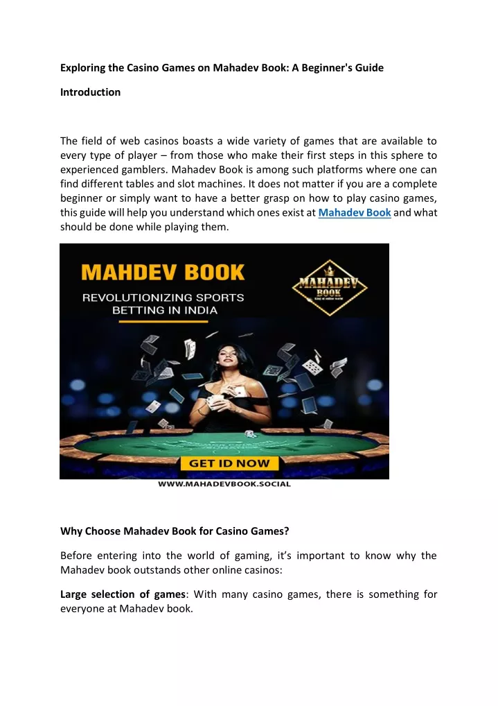 exploring the casino games on mahadev book