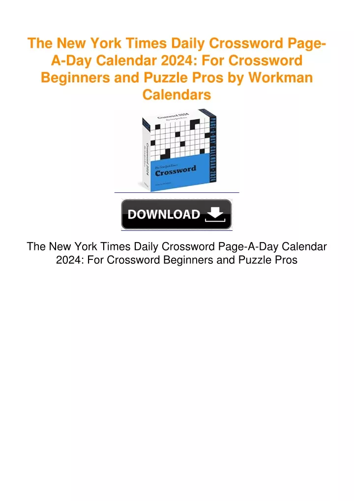PPT The New York Times Daily Crossword PageADay Calendar 2024 For