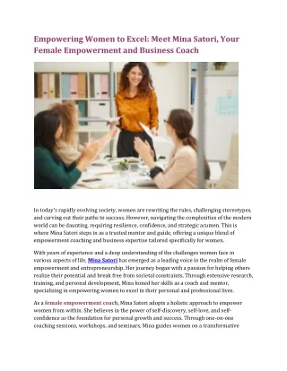 Empowering Women to Excel Meet Mina Satori Your Female Empowerment and Business Coach