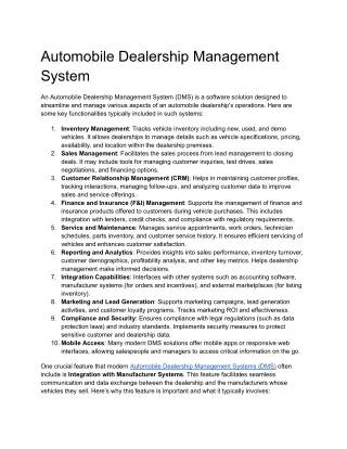 Automobile Dealership Management System
