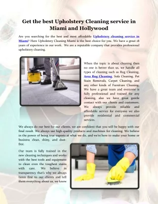 Upholstery Cleaning Miami