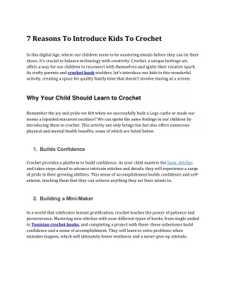 _7 Reasons To Introduce Kids To Crochet