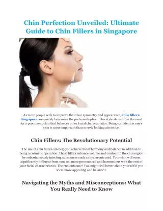 Chin Up with Confidence: Unveiling Chin Fillers in Singapore