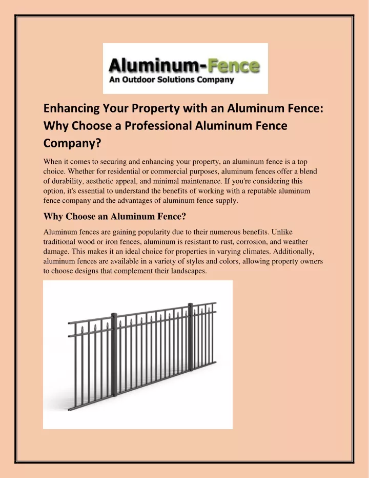 enhancing your property with an aluminum fence