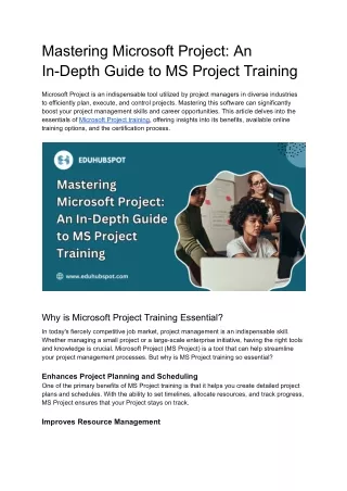 mastering microsoft project an in depth guide