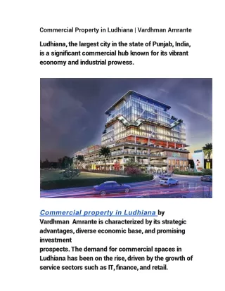 Commercial Property in Ludhiana | Vardhman Amrante