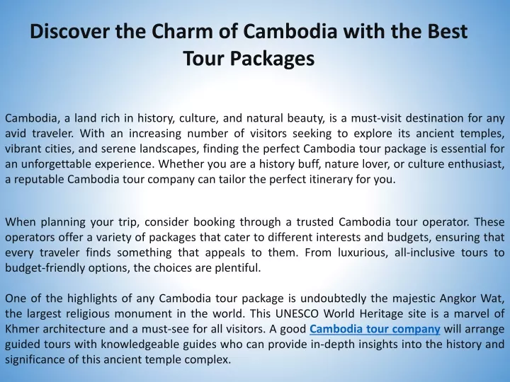 discover the charm of cambodia with the best tour