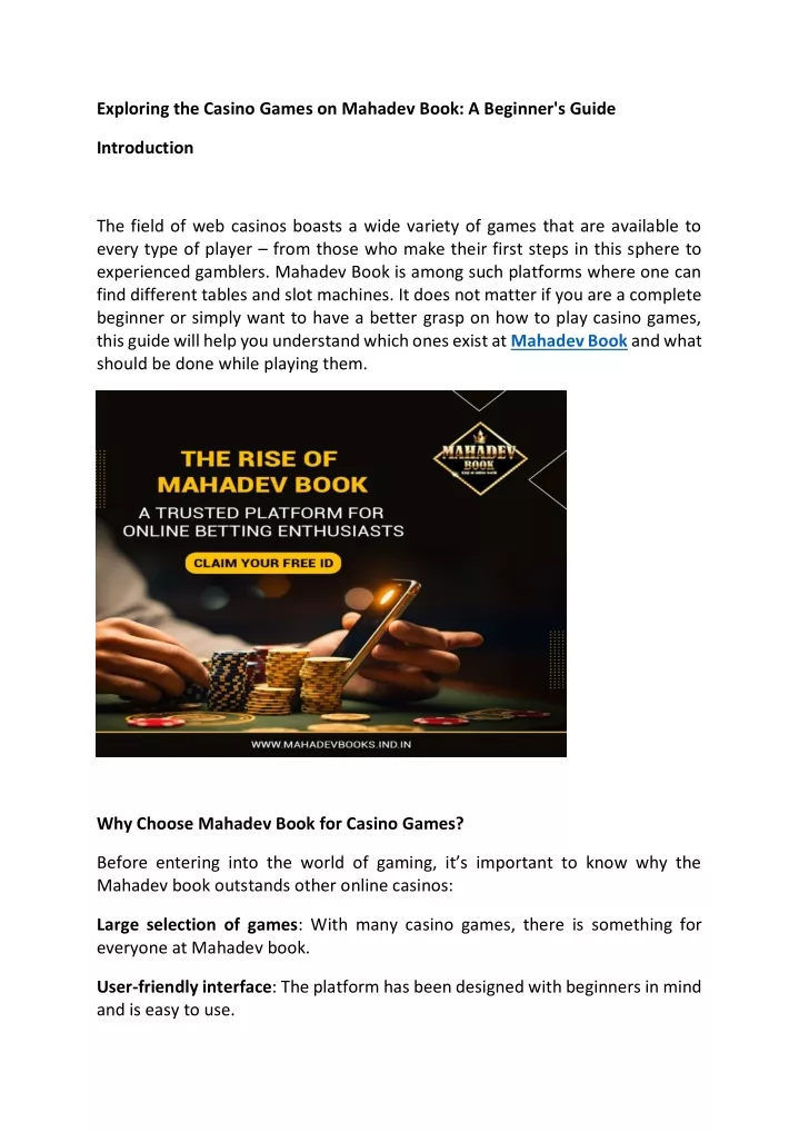 exploring the casino games on mahadev book