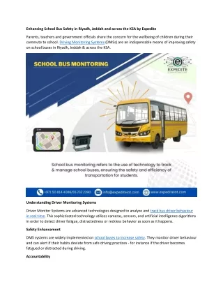 Enhancing schoolbussafety Therole of driver monitoring systems in ksa