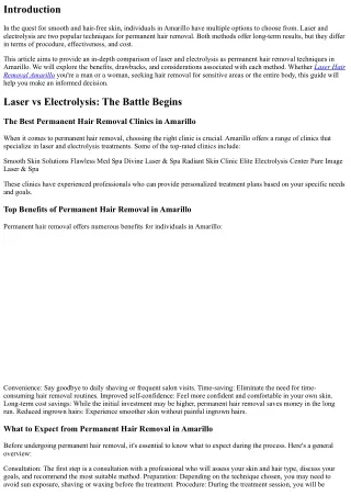 Laser vs Electrolysis: The Battle of Permanent Hair Removal Techniques in Amaril